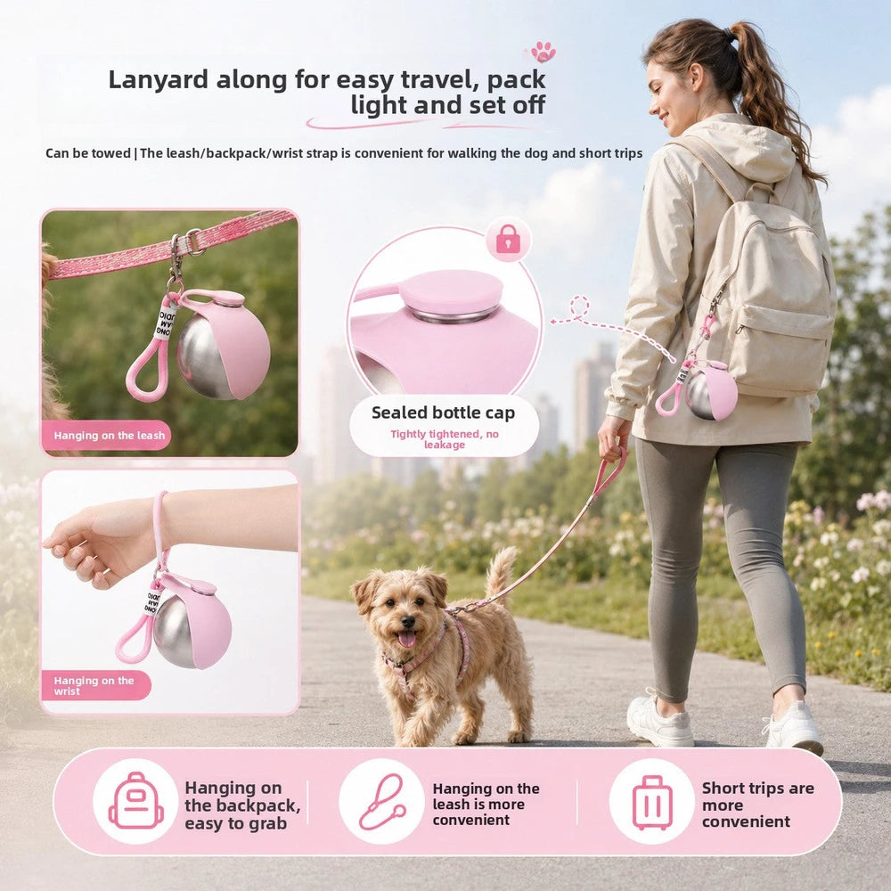 Leak-Proof Portable Water Dispenser for Dogs - Stainless Steel