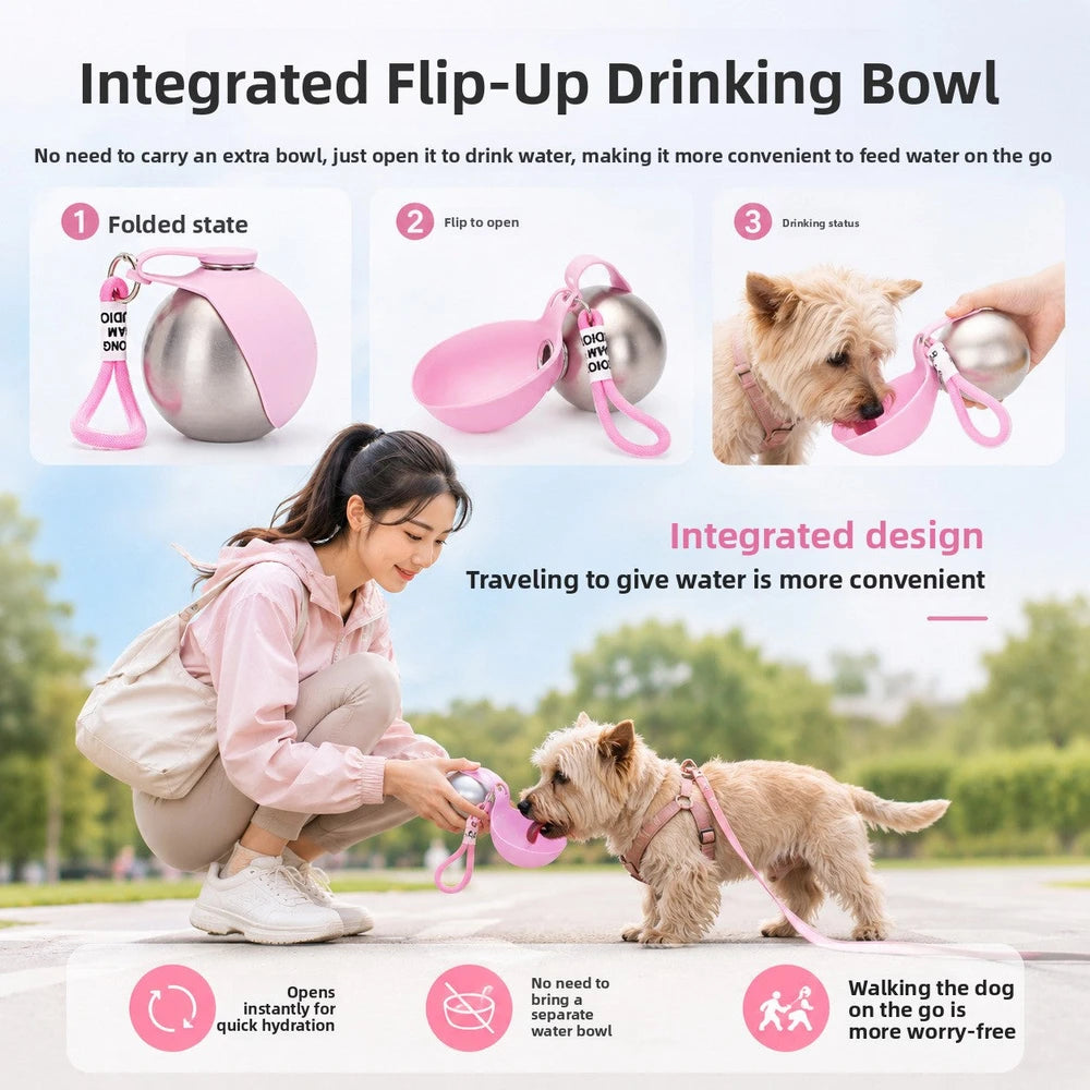 Leak-Proof Portable Water Dispenser for Dogs - Stainless Steel